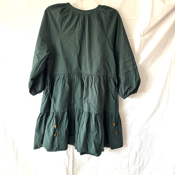 NWT Madewell Green Crinkle Poplin Long Sleeve Wrap Mini Dress SZ 1X - Picture 3 of 9
